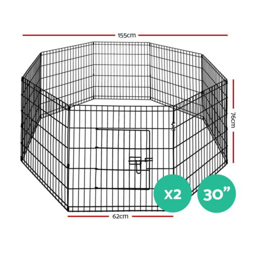i.Pet 2x30" 8 Panel Dog Playpen Pet Fence Exercise Cage Enclosure Play Pen - Image 3