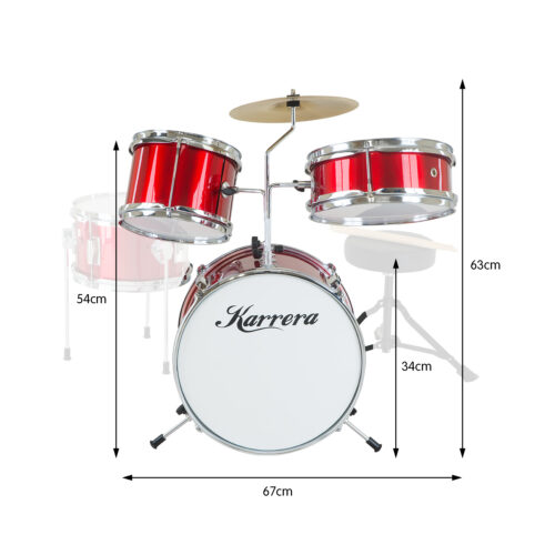 Karrera Childrens 4pc Drum Kit  Red - Image 3
