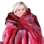 Laura Hill Faux Mink Blanket 800GSM Heavy Double Sided  Red