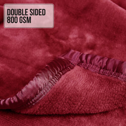 Laura Hill Faux Mink Blanket 800GSM Heavy Double Sided  Red - Image 5