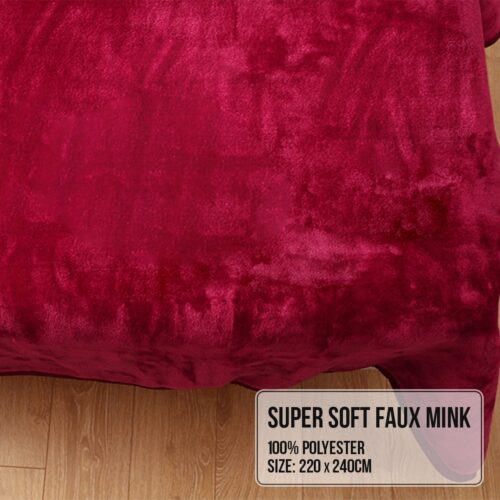 Laura Hill Faux Mink Blanket 800GSM Heavy Double Sided  Red - Image 6
