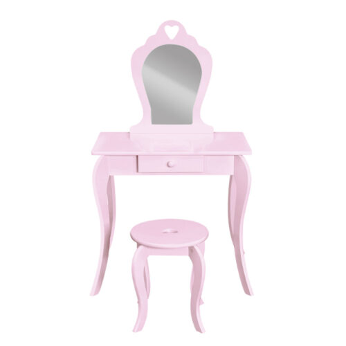 Keezi Kids Dressing Table Stool Set Vanity Mirror Princess Children Makeup Pink - Image 5