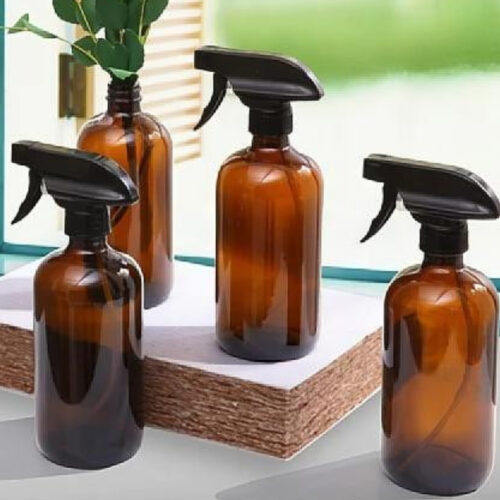 4pcs Amber Glass Spray Bottles Trigger Sprayer 500ml