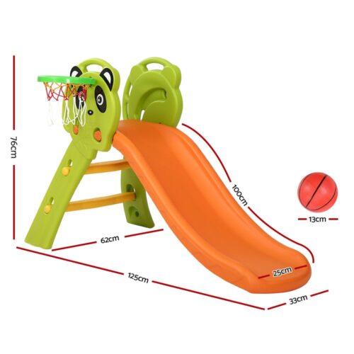 Keezi Kids Slide Set Basketball Hoop Indoor Outdoor Playground Toys 100cm Orange - Image 3