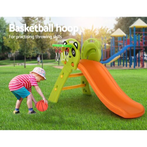 Keezi Kids Slide Set Basketball Hoop Indoor Outdoor Playground Toys 100cm Orange - Image 8