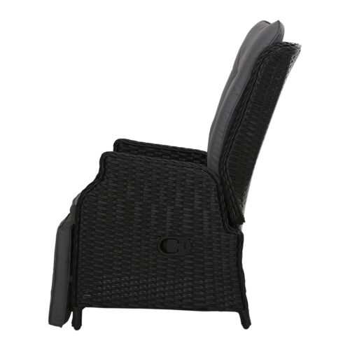Gardeon 2PC Recliner Chairs Sun lounge Wicker Lounger Outdoor Furniture Adjustable Black - Image 5