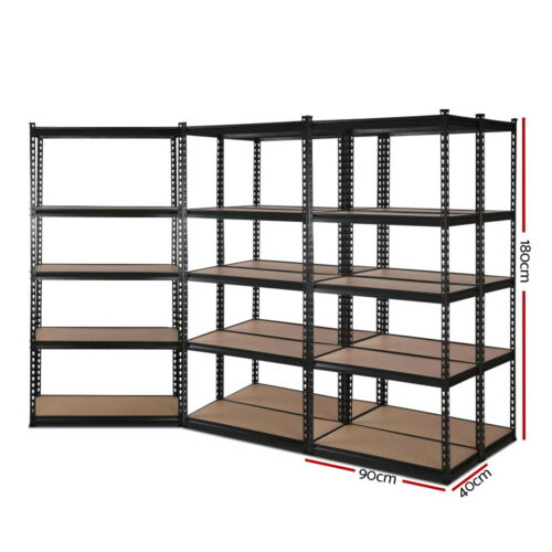 Giantz 5x1.8M Garage Shelving Warehouse Rack Pallet Racking Storage Shelve Black - Image 3