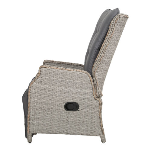 Gardeon Recliner Chairs Sun lounge Wicker Lounger Outdoor Furniture Patio Adjustable Grey - Image 5