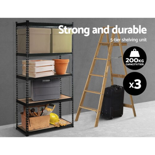 Giantz 3x1.8M Garage Shelving Warehouse Rack Pallet Racking Storage Shelve Black - Image 4