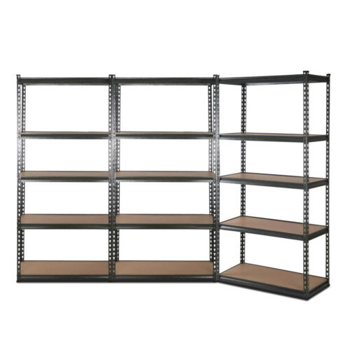 3x1.8M 5-Shelves Steel Warehouse Shelving Racking Garage Storage Rack Grey - Image 2