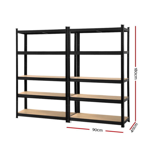 Giantz 2x1.8M Garage Shelving Warehouse Rack Pallet Racking Storage Shelf Black - Image 3