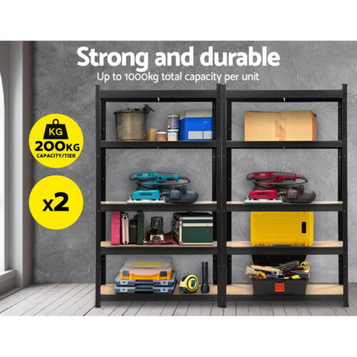 Giantz 2x1.8M Garage Shelving Warehouse Rack Pallet Racking Storage Shelf Black - Image 4