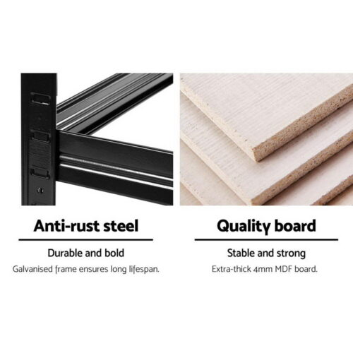 Giantz 5x1.8M Garage Shelving Warehouse Rack Pallet Racking Storage Shelf Black - Image 5