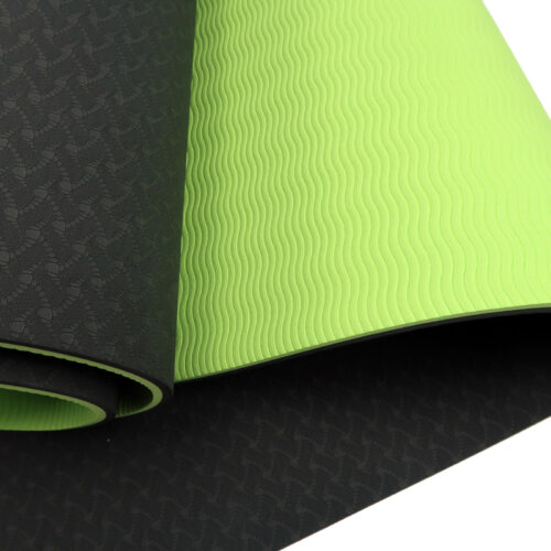 Powertrain TPE Pilates Exercise Yoga Mat 8mm  Black Green - Image 4