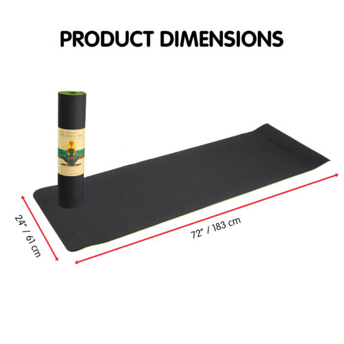 Powertrain TPE Pilates Exercise Yoga Mat 8mm  Black Green - Image 5