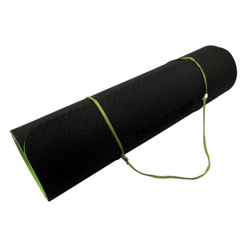 Powertrain TPE Pilates Exercise Yoga Mat 8mm  Black Green - Image 6