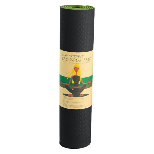 Powertrain TPE Pilates Exercise Yoga Mat 8mm  Black Green - Image 7
