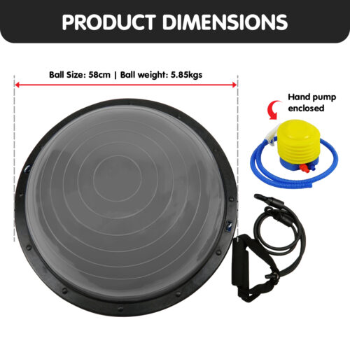 Powertrain Fitness Yoga Ball Home Gym Workout Balance Trainer  Grey - Image 3