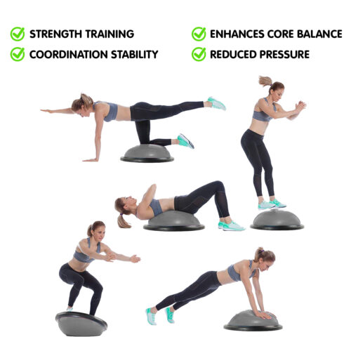 Powertrain Fitness Yoga Ball Home Gym Workout Balance Trainer  Grey - Image 7