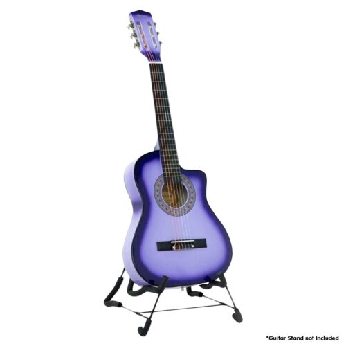 Karrera 38in Cutaway Acoustic Guitar with Carry Bag  Purple Burst - Image 2