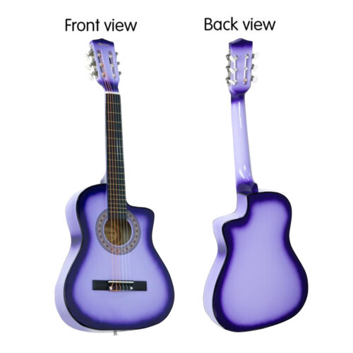 Karrera 38in Cutaway Acoustic Guitar with Carry Bag  Purple Burst - Image 3