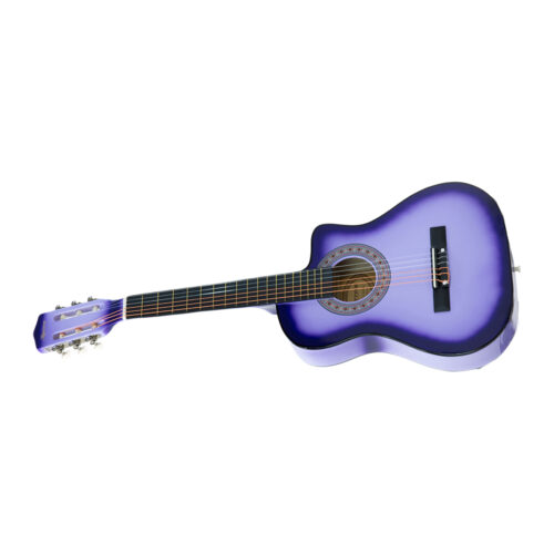 Karrera 38in Cutaway Acoustic Guitar with Carry Bag  Purple Burst - Image 4