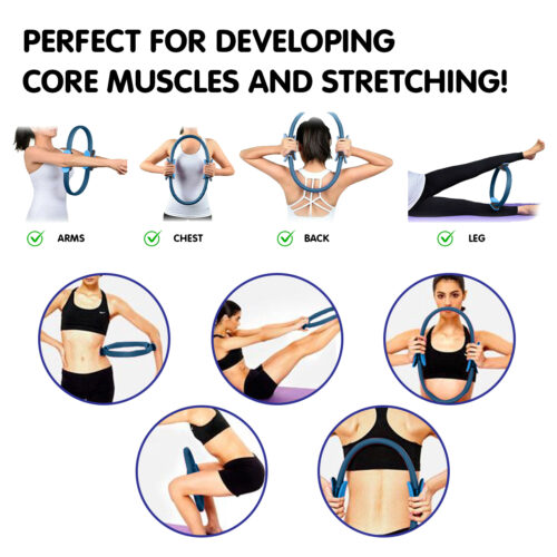 Powertrain Pilates Ring Band Yoga Home Workout Exercise Band  Blue - Image 8