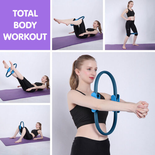Powertrain Pilates Ring Band Yoga Home Workout Exercise Band  Blue - Image 9