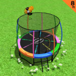 Kahuna Trampoline 8 ft with Basketball Set  Rainbow