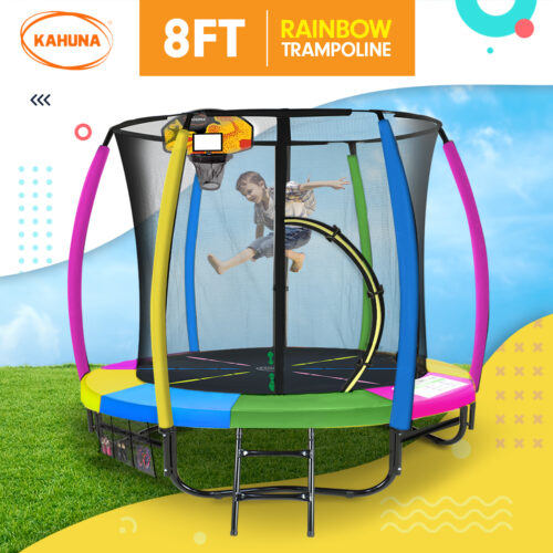 Kahuna Trampoline 8 ft with Basketball Set  Rainbow - Image 6