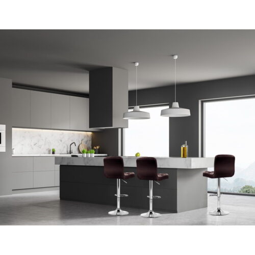 Artiss 4x Bar Stools Leather Gas Lift Brown - Image 7