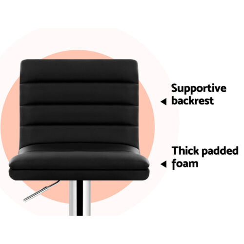 Artiss 4x Bar Stools Padded Leather Gas Lift Black - Image 5
