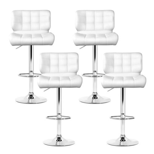 Artiss 4x Bar Stools Gas Lift Leather Padded White - Image 3