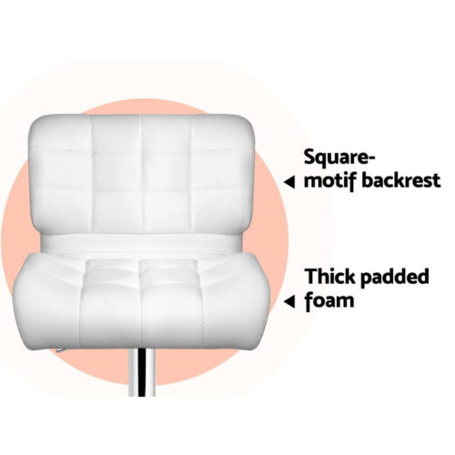 Artiss 4x Bar Stools Gas Lift Leather Padded White - Image 6