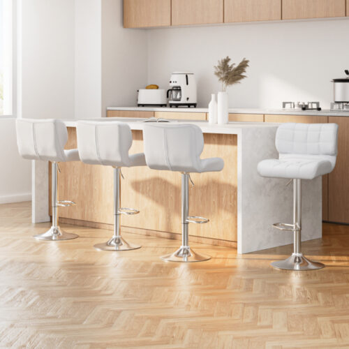 Artiss 4x Bar Stools Gas Lift Leather Padded White - Image 8