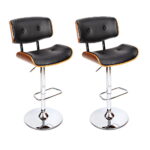 Artiss 2x Bar Stools Gas Lift Leather Black