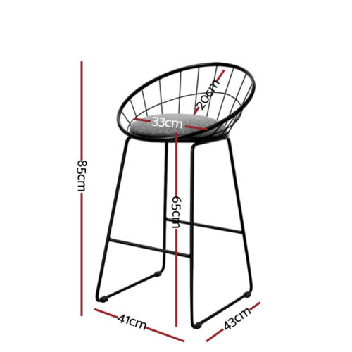 Artiss 4x Bar Stools Padded Seat Metal - Image 3