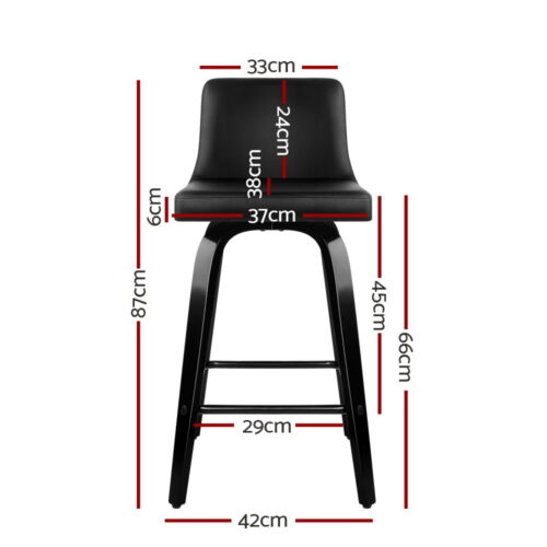 Artiss Bar Stools Kitchen Leather Barstools Swivel Wooden Chairs X4 - Image 2