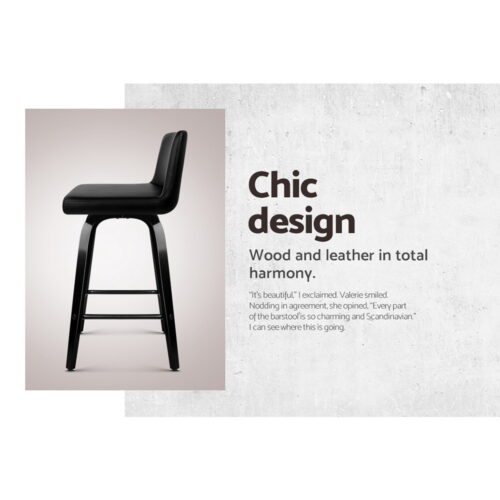 Artiss Bar Stools Kitchen Leather Barstools Swivel Wooden Chairs X4 - Image 4