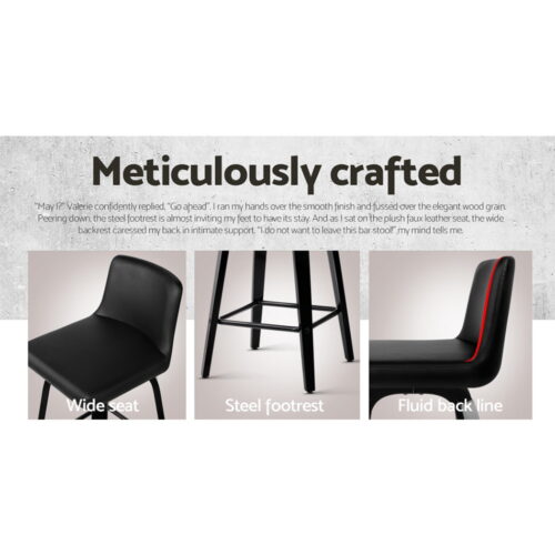 Artiss Bar Stools Kitchen Leather Barstools Swivel Wooden Chairs X4 - Image 5