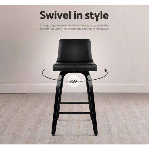 Artiss Bar Stools Kitchen Leather Barstools Swivel Wooden Chairs X4 - Image 6