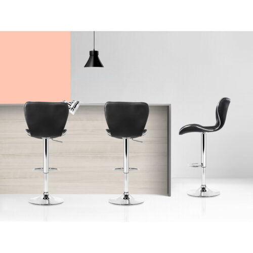 Artiss 4x Bar Stools Gas Lift Leather Seat Black - Image 6