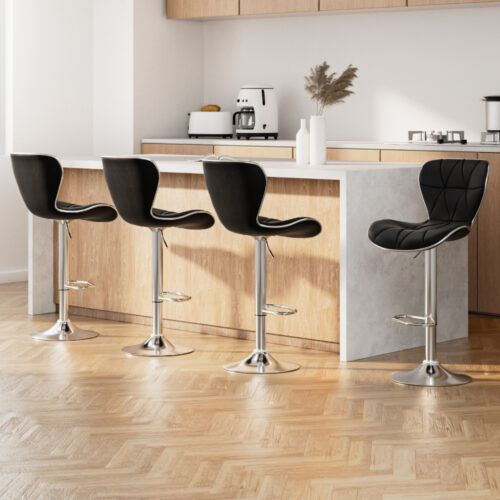 Artiss 4x Bar Stools Gas Lift Leather Seat Black - Image 8