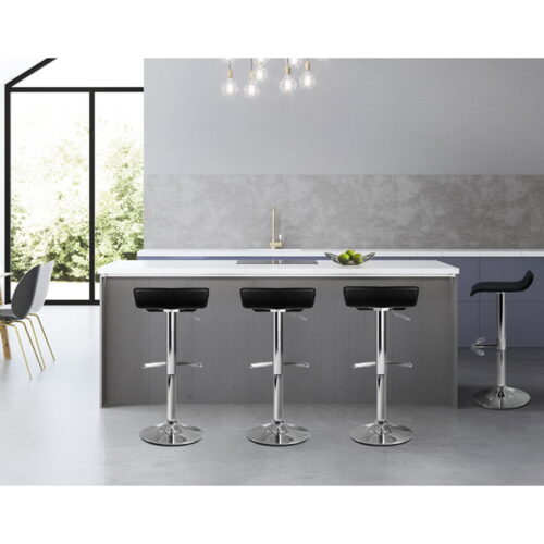 Artiss 4x Bar Stools Adjustable Gas Lift Chairs Black - Image 6
