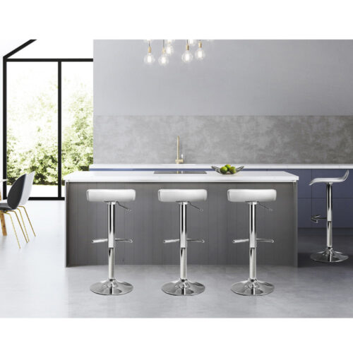 Artiss 4x Bar Stools Adjustable Gas Lift Chairs White - Image 6