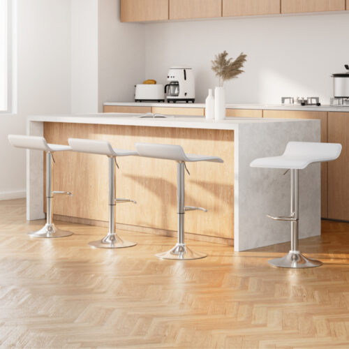 Artiss 4x Bar Stools Adjustable Gas Lift Chairs White - Image 7
