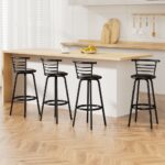 Artiss 4x Bar Stools Swivel Leather Padded Metal