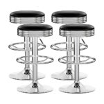 Artiss 4x Bar Stools Leather Padded Gas Lift Silver