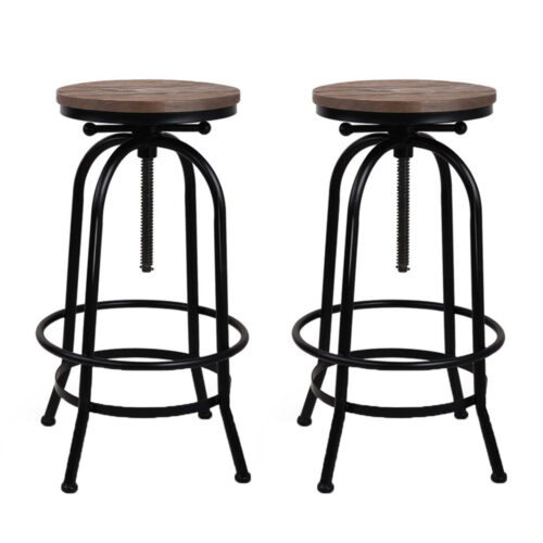 Artiss 2x Bar Stools Adjustable Wood Chairs - Image 8