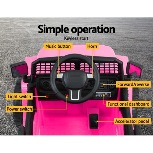 Rigo Kids Electric Ride On Car Jeep Toy Cars Remote 12V Pink - Image 8